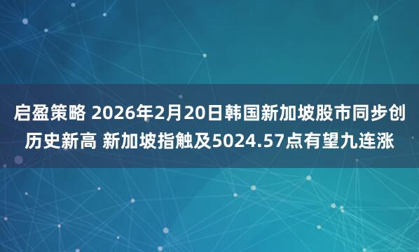 启盈策略 2026年2月20日韩国新加坡股市同步创历史新高 新加坡指触及5024.57点有望九连涨